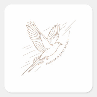 Elegant Flying Bird Freedom In Every Breath Line Vierkante Sticker