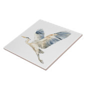 Elegant Flying Blue Heron Wit Tegeltje (Zijkant)