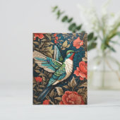 Elegant Flying Hummingbird William Morris geïnspir Briefkaart (Staand voorkant)