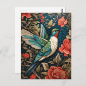 Elegant Flying Hummingbird William Morris geïnspir Briefkaart (Voorkant / Achterkant)