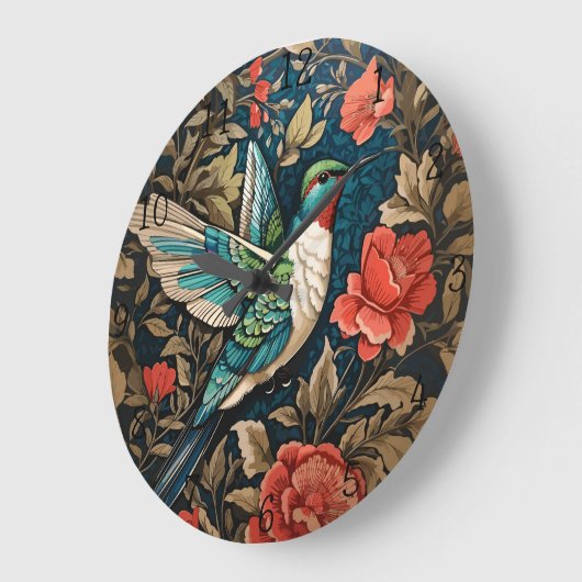 Elegant Flying Hummingbird William Morris geïnspir Grote Klok (Hoek)