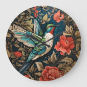 Elegant Flying Hummingbird William Morris geïnspir Grote Klok (Voorkant)