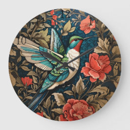 Elegant Flying Hummingbird William Morris geïnspir Grote Klok