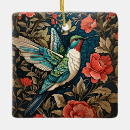 Elegant Flying Hummingbird William Morris geïnspir Keramisch Ornament