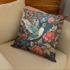 Elegant Flying Hummingbird William Morris geïnspir Kussen