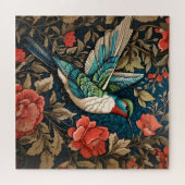 Elegant Flying Hummingbird William Morris geïnspir Legpuzzel (Horizontaal)