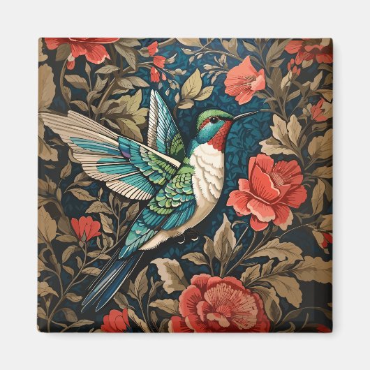 Elegant Flying Hummingbird William Morris geïnspir Magneet (Voorkant)