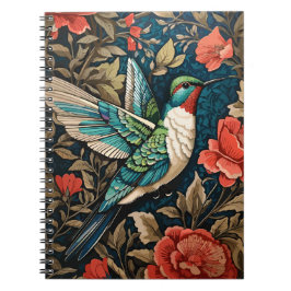 Elegant Flying Hummingbird William Morris geïnspir Notitieboek