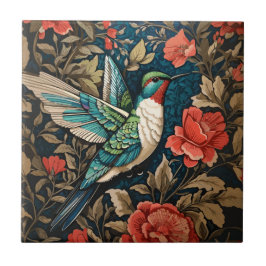 Elegant Flying Hummingbird William Morris geïnspir Tegeltje