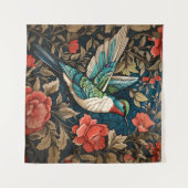 Elegant Flying Hummingbird William Morris geïnspir Wandkleed (Voorkant (horizontaal))
