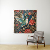 Elegant Flying Hummingbird William Morris geïnspir Wandkleed (In situ)