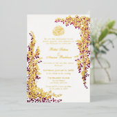 Elegant Foil and Dark Plum Leaf  Islamic Wedding Folie Uitnodiging (Staand Voorkant)