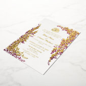 Elegant Foil and Dark Plum Leaf  Islamic Wedding Folie Uitnodiging (Gedraaid)