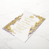 Elegant Foil and Plum Leaf  Islamic Wedding  Folie Uitnodiging (Gedraaid)