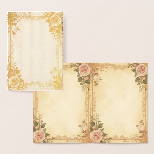 Elegant Foil Card – Vintage Rose Design Folie Kaarten (Display)