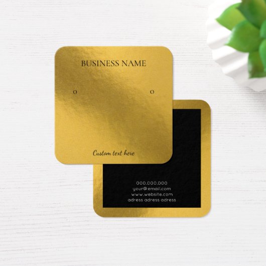 Elegant foil gold earing square display card vierkante visitekaartjes (Bureau)