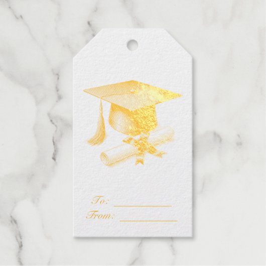 Elegant Foil Graduation Gift Tag (Voorkant)