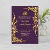 Elegant Foil Leaf Islamic Wedding Foil Invitation Folie Uitnodiging (Staand Voorkant)