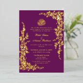 Elegant Foil Leaf Islamic Wedding Folie Uitnodiging (Staand Voorkant)