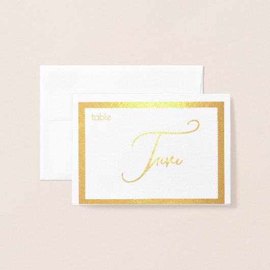 Elegant Foil Wedding Table Number Tent - FIVE Folie Kaarten (Voorkant met envelop)