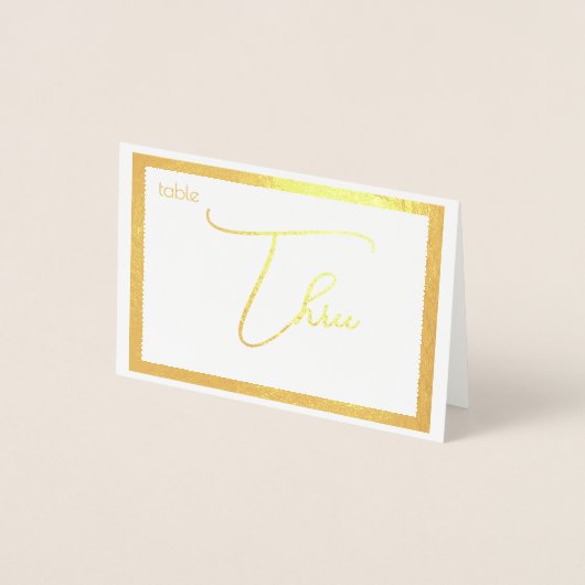 Elegant Foil Wedding Table Number Tent - THREE Folie Kaarten (Voorkant)