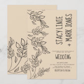 Elegant Foilage Hand Drawn Fancy Script Wedding Kaart (Voorkant / Achterkant)