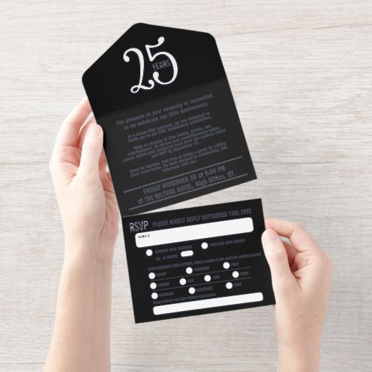 Elegant Foiled Tear-Off 25 Years in Business  All In One Uitnodiging (Uittrekbaar)