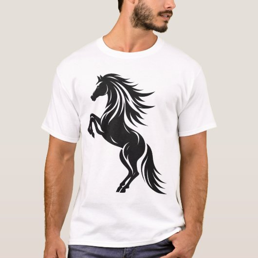 Elegant fokpaard silhouet ontwerp t-shirt (Voorkant)