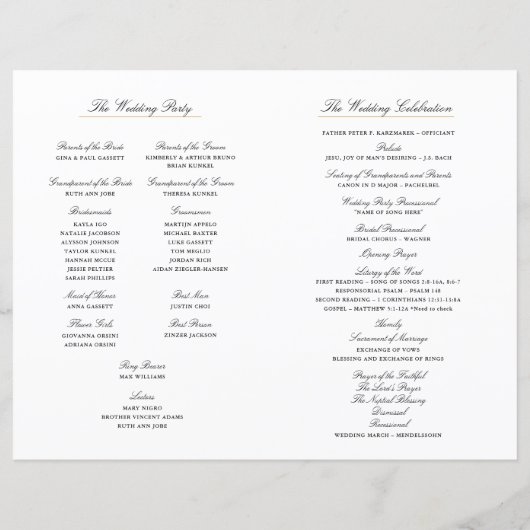 Elegant Folding Wedding Program Custom Monogram (Achterkant)