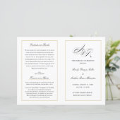 Elegant Folding Wedding Program Custom Monogram (Staand voorkant)