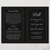 Elegant Folding Wedding Program Monogram Black (Voorkant)