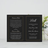 Elegant Folding Wedding Program Monogram Black (Staand voorkant)