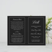 Elegant Folding Wedding Program Monogram Black (Staand voorkant)