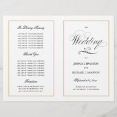 Elegant Folding Wedding Program Solid Gold Border (Voorkant)