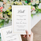 Elegant Folding Wedding Programme Monogram Gold
