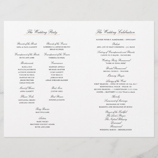 Elegant Folding Wedding Programme Monogram Gold (Achterkant)