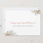 Elegant Foliage Berries Merry KerstLijst Feestdagenkaart (Achterkant)