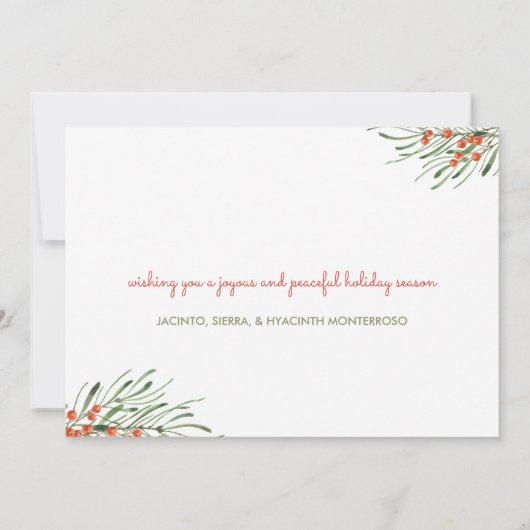 Elegant Foliage Berries Merry KerstLijst Feestdagenkaart (Achterkant)