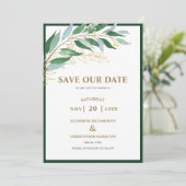 Elegant Foliage Bos Groene Foto Bruiloft Save The Date (Staand voorkant)
