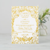 Elegant Foliage Botanical Wedding Folie Uitnodiging (Staand Voorkant)