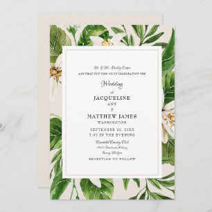 Elegant Foliage Bride Parents Cream Wedding Matte Kaart