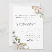Elegant Foliage Cream Bride Parents Wedding Matte Kaart (Voorkant)