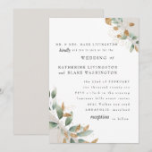 Elegant Foliage Cream Bride Parents Wedding Matte Kaart (Voorkant / Achterkant)
