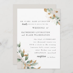Elegant Foliage Cream Bride Parents Wedding Matte Kaart