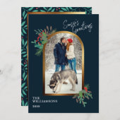 Elegant Foliage Custom Photo Season's Greetings Feestdagenkaart (Voorkant / Achterkant)