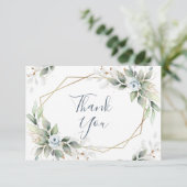 Elegant Foliage Dusty Blue Flowers Bedankkaart (Staand voorkant)