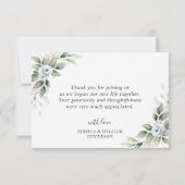 Elegant Foliage Dusty Blue Flowers Bedankkaart (Achterkant)