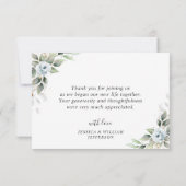 Elegant Foliage Dusty Blue Flowers Bedankkaart (Achterkant)