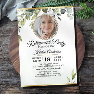Elegant Foliage Eucalyptus Retirement Party Kaart