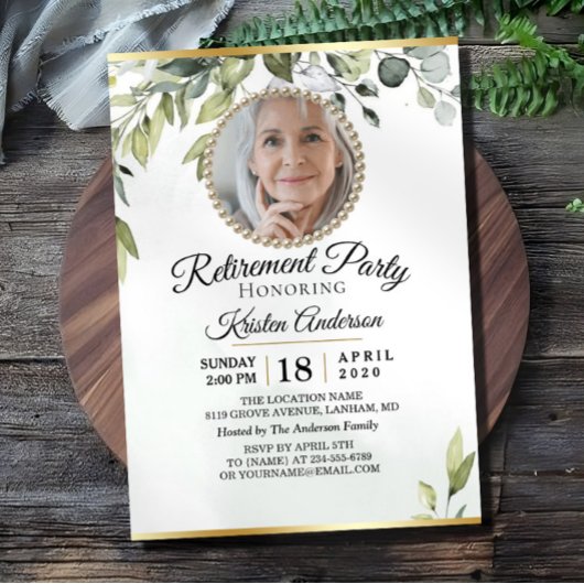 Elegant Foliage Eucalyptus Retirement Party Kaart